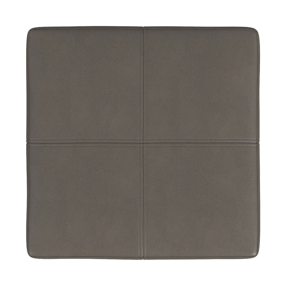 Kai Ottoman Footstool | Gray Faux Leather | Black Metal | 18’’ Square BM334172