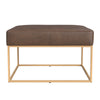 Kai Ottoman | Brown Faux Leather and Gold Metal | 28’’ Square BM334173
