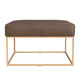 Kai Ottoman | Brown Faux Leather and Gold Metal | 28’’ Square BM334173