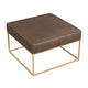 Kai Ottoman | Brown Faux Leather and Gold Metal | 28’’ Square BM334173