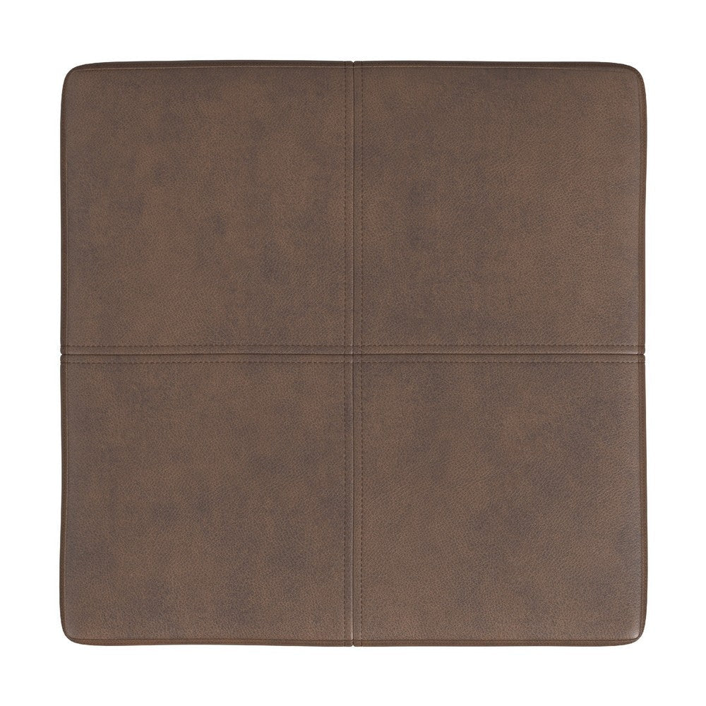 Kai Ottoman | Brown Faux Leather and Gold Metal | 28’’ Square BM334173