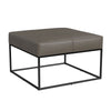 Kai Ottoman | Pewter Gray Faux Leather and Black Metal | 28" Square