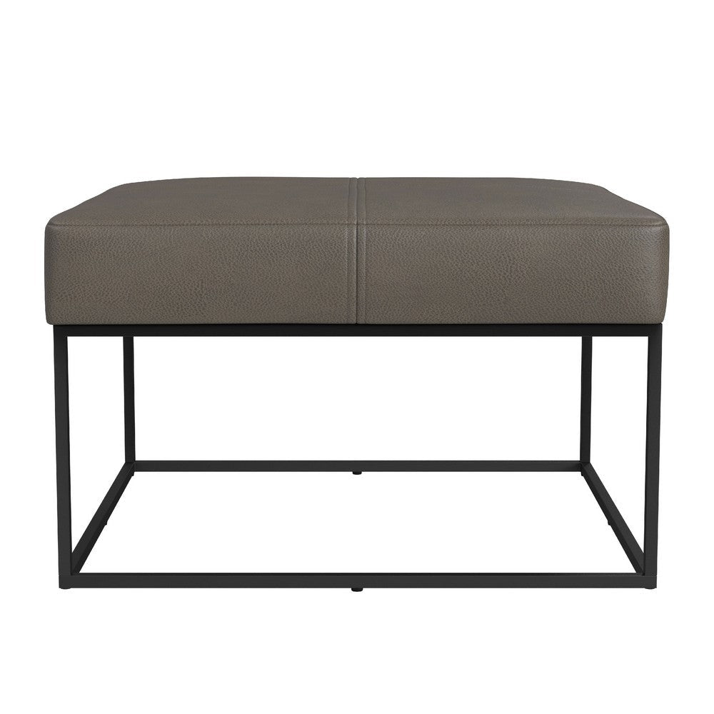 Kai Ottoman | Pewter Gray Faux Leather and Black Metal | 28’’ Square BM334174