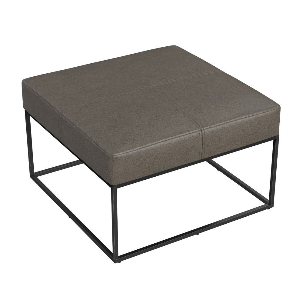 Kai Ottoman | Pewter Gray Faux Leather and Black Metal | 28’’ Square BM334174
