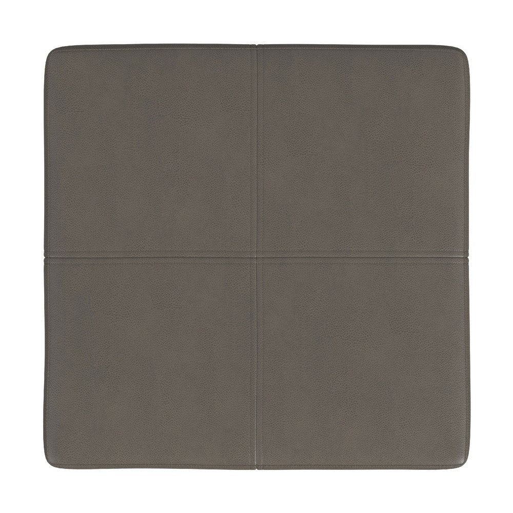 Kai Ottoman | Pewter Gray Faux Leather and Black Metal | 28’’ Square BM334174