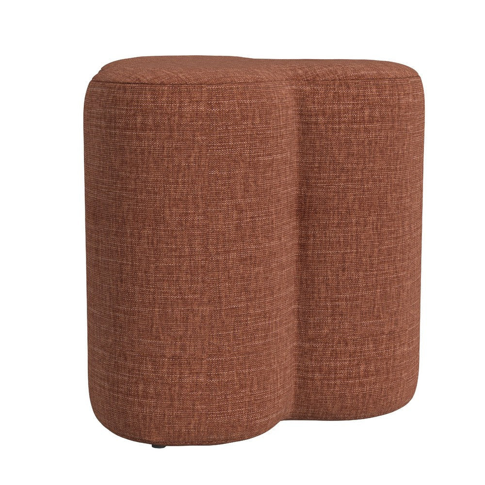 Ace Accent Ottoman with Clover Shape and Rust Orange Chenille | 18’’ BM334176