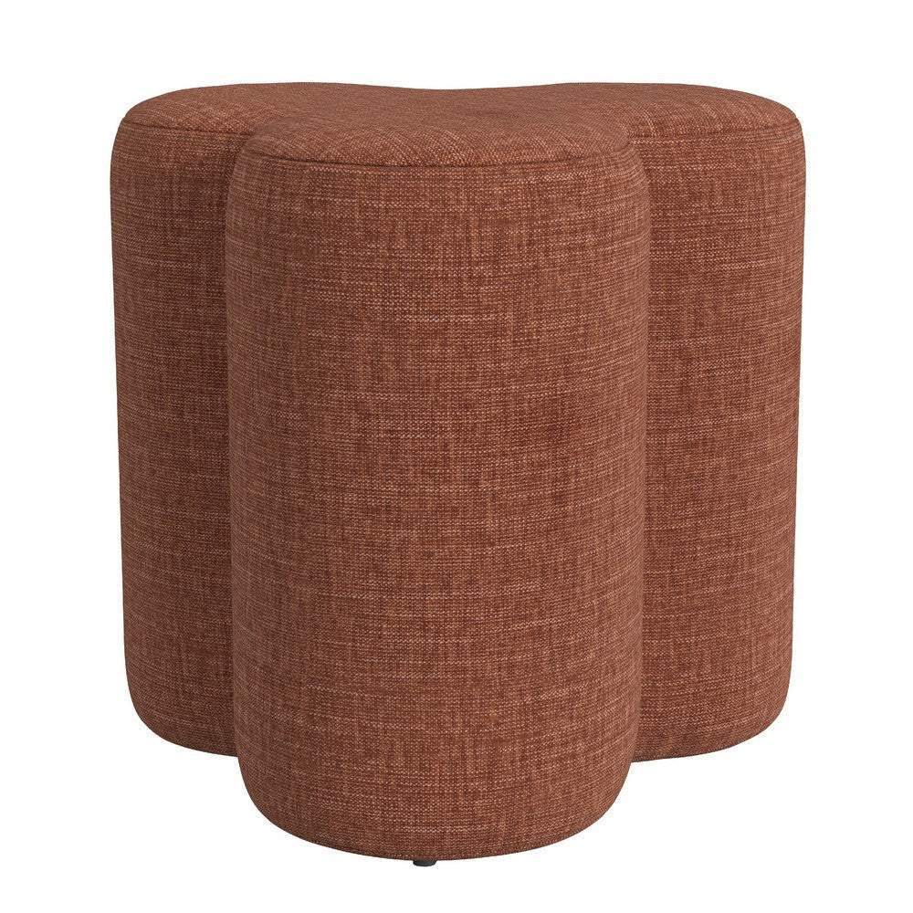 Ace Accent Ottoman with Clover Shape and Rust Orange Chenille | 18’’ BM334176
