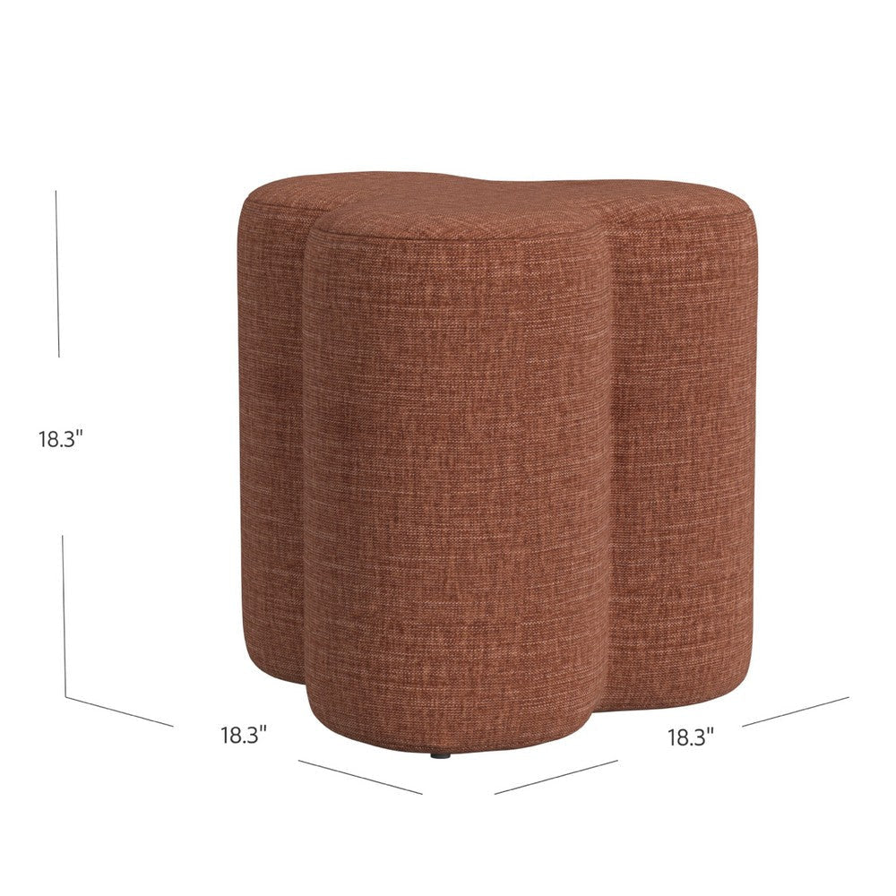 Ace Accent Ottoman with Clover Shape and Rust Orange Chenille | 18’’ BM334176