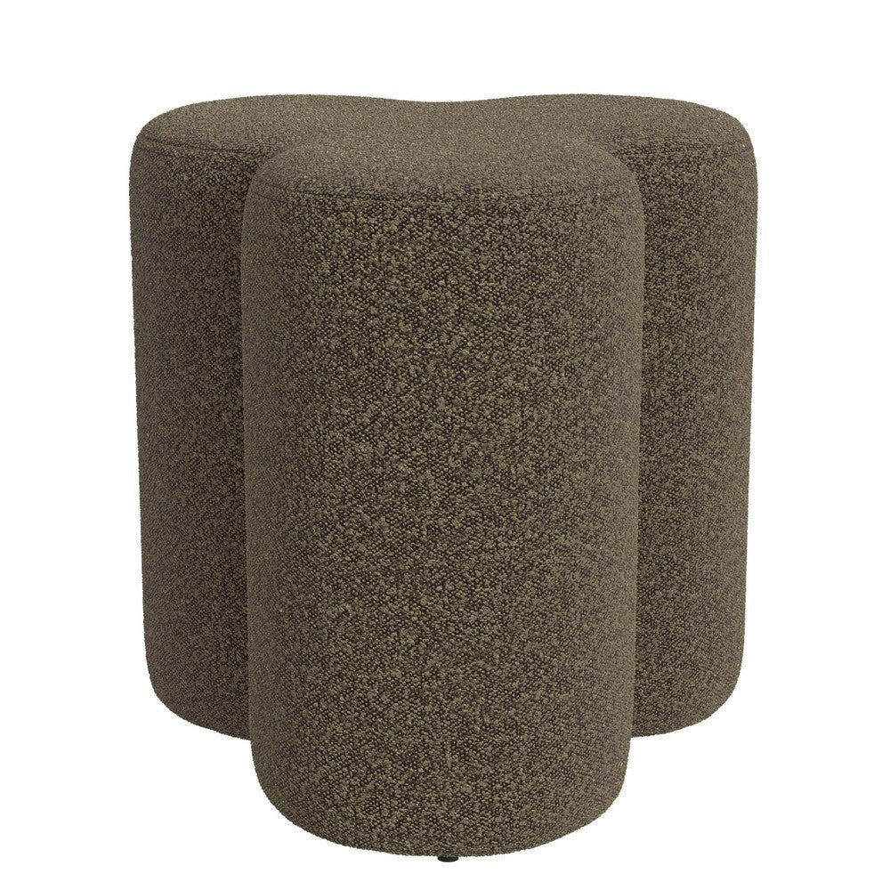 Ace Accent Ottoman with Clover Shape and Dark Brown Boucle | 18’’ BM334177