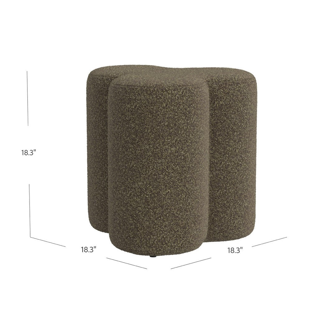 Ace Accent Ottoman with Clover Shape and Dark Brown Boucle | 18’’ BM334177