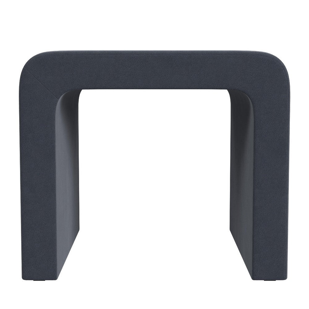 Ari Ottoman Footstool | Arc Shape with Steel Blue Velvet | 22’’