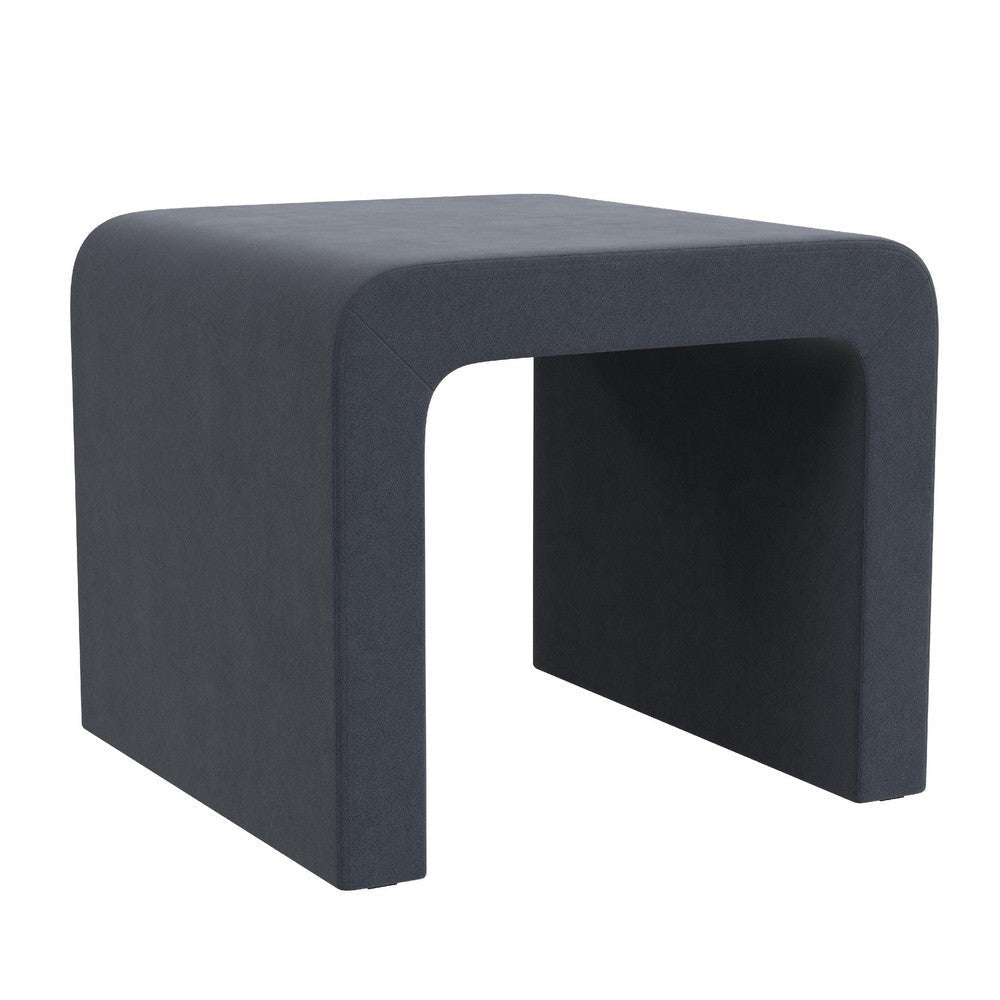 Ari Ottoman Footstool | Arc Shape with Steel Blue Velvet | 22"