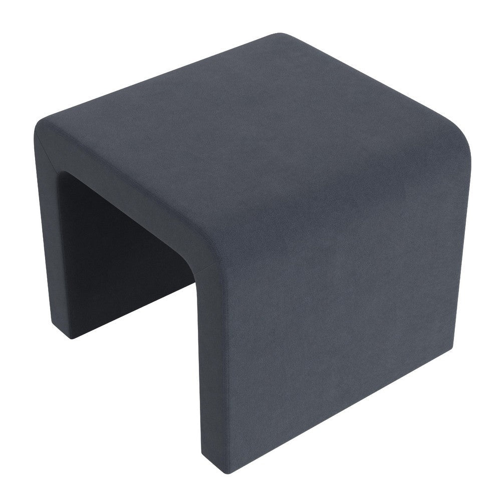 Ari Ottoman Footstool | Arc Shape with Steel Blue Velvet | 22’’