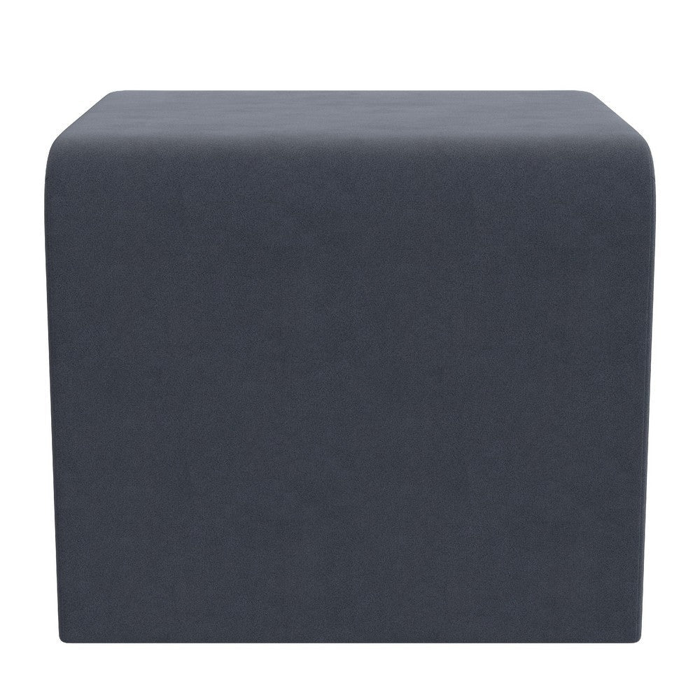 Ari Ottoman Footstool | Arc Shape with Steel Blue Velvet | 22’’