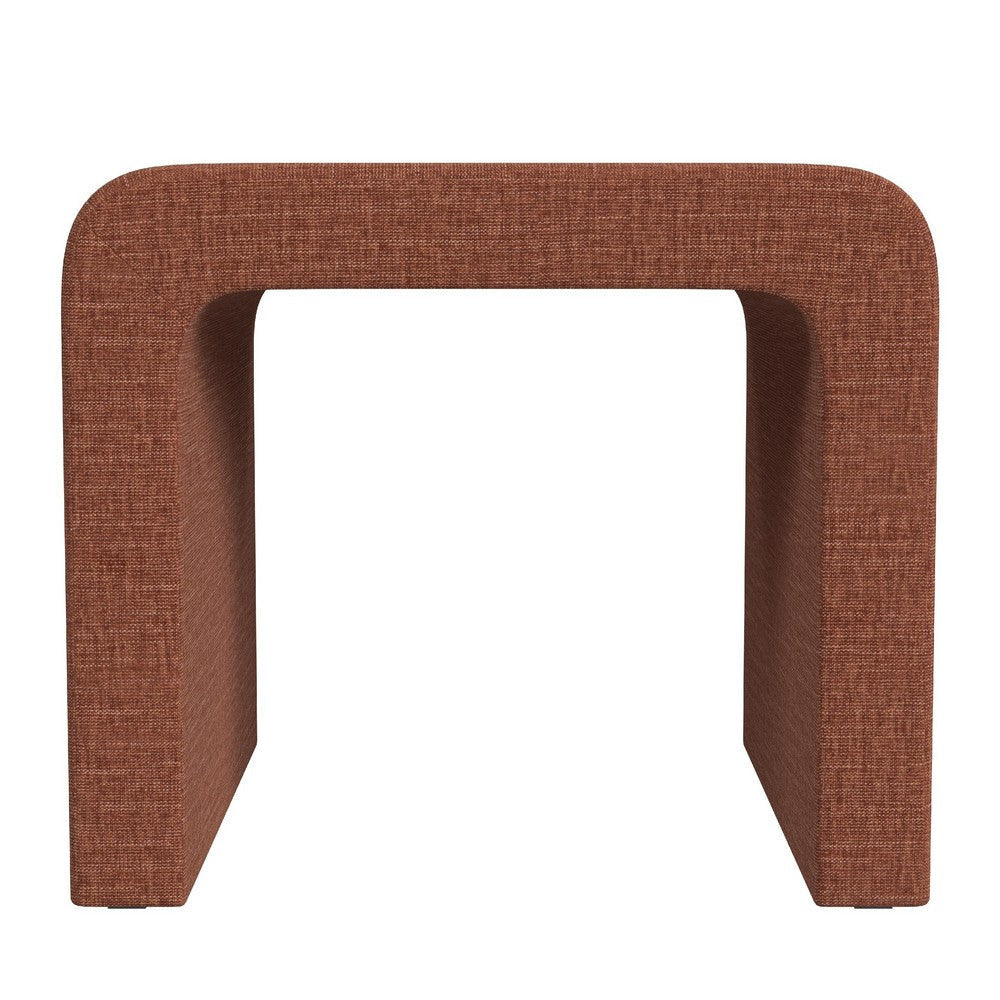 Ari Ottoman Footstool | Arc Shape with Rust Orange Chenille | 22’’