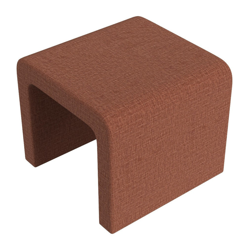 Ari Ottoman Footstool | Arc Shape with Rust Orange Chenille | 22’’