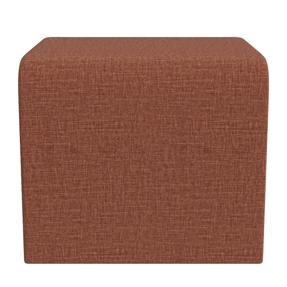 Ari Ottoman Footstool | Arc Shape with Rust Orange Chenille | 22’’