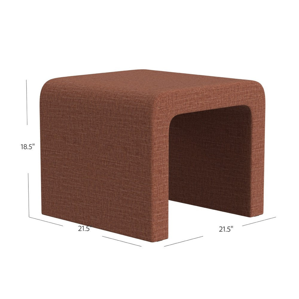Ari Ottoman Footstool | Arc Shape with Rust Orange Chenille | 22’’
