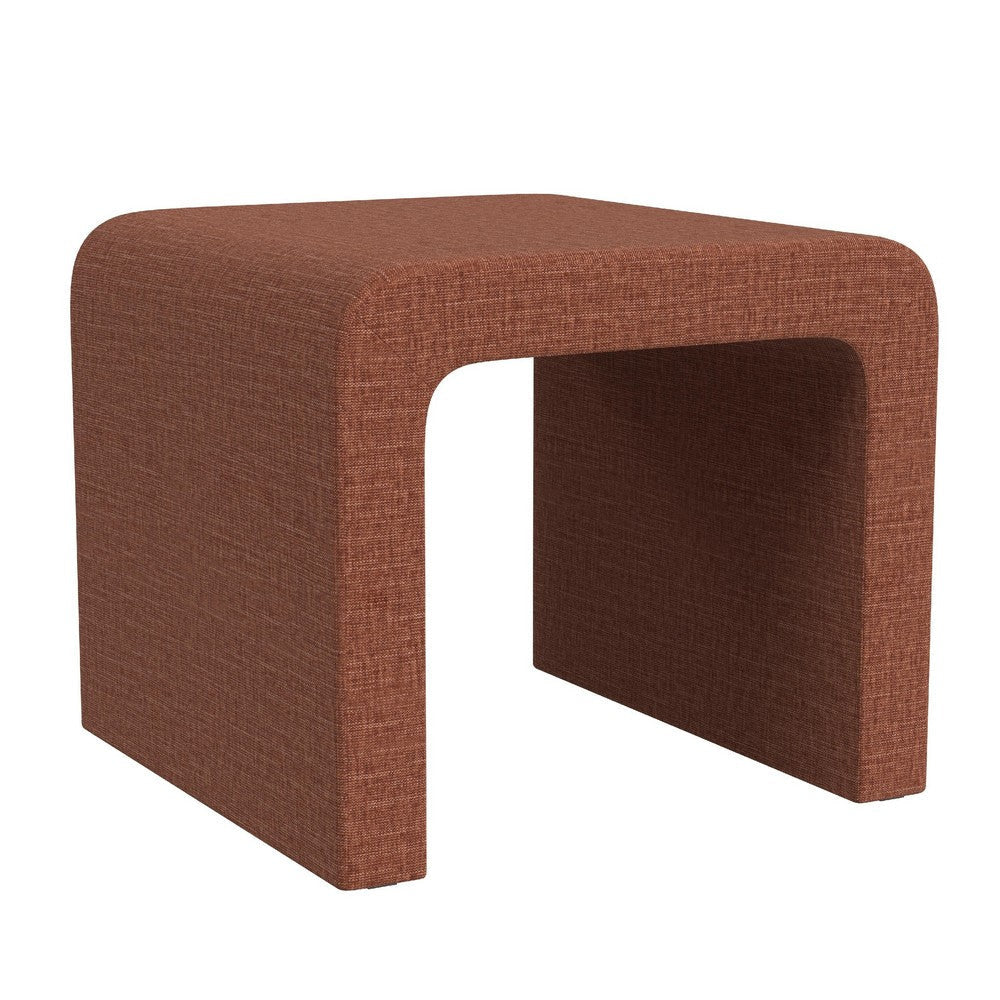 Ari Ottoman Footstool | Arc Shape with Rust Orange Chenille | 22"