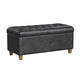 Bea Storage Ottoman Bench with Tufted Black Faux Leather | 40"