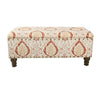 Ava Storage Accent Bench | 42’’ Orange and Cream Medallion Design