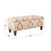 Ava Storage Accent Bench | 42’’ Orange and Cream Medallion Design