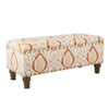 Ava Storage Accent Bench | 42" Orange and Cream Medallion Design