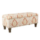 Ava Storage Accent Bench | 42" Orange and Cream Medallion Design