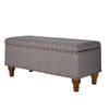 Ava Accent Bench with Storage Compartment | Nailhead Trim | 42" Gray
