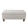 Ava Accent Bench with Storage Compartment | Nailhead Trim 42’’ Cream