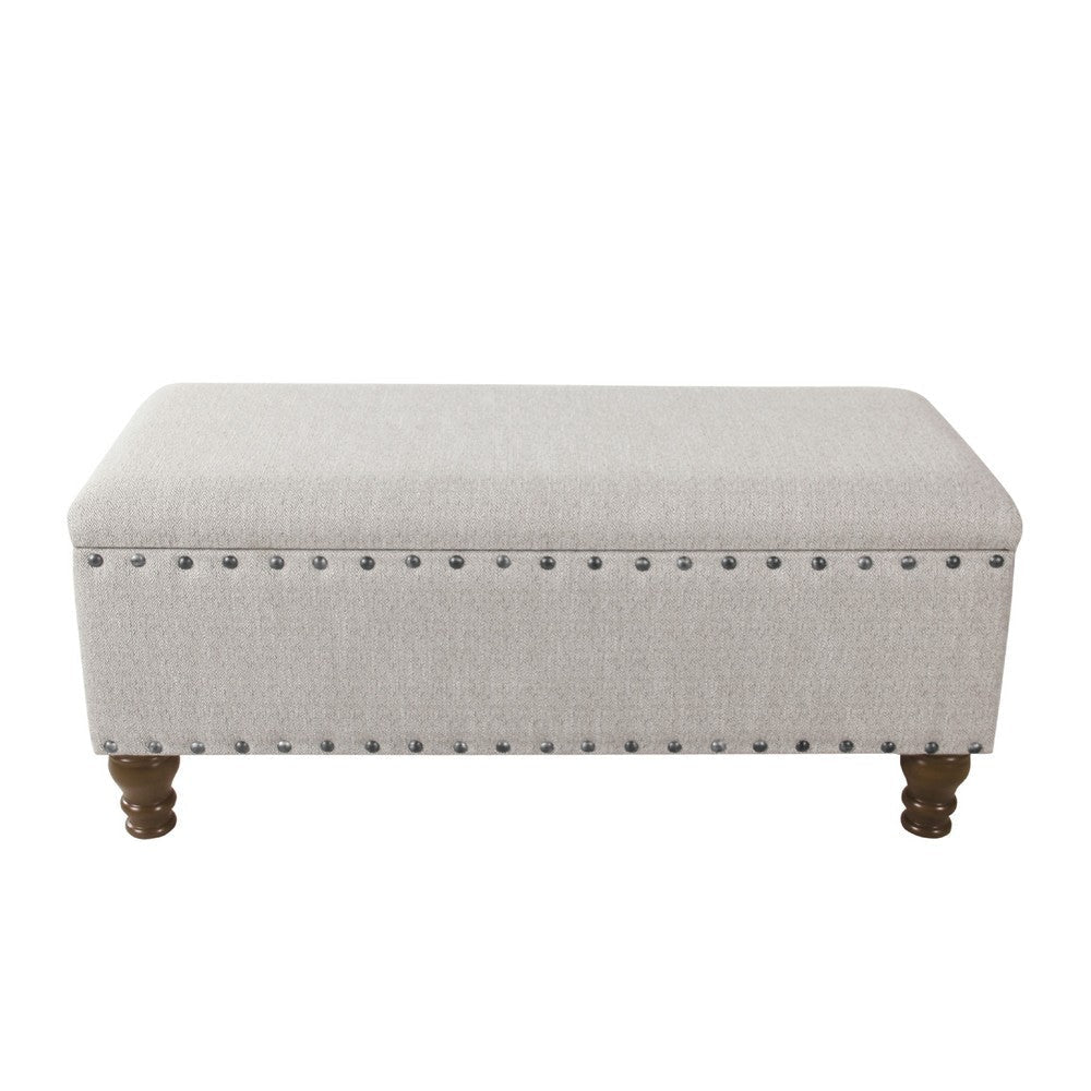 Ava Accent Bench with Storage Compartment | Nailhead Trim 42’’ Cream
