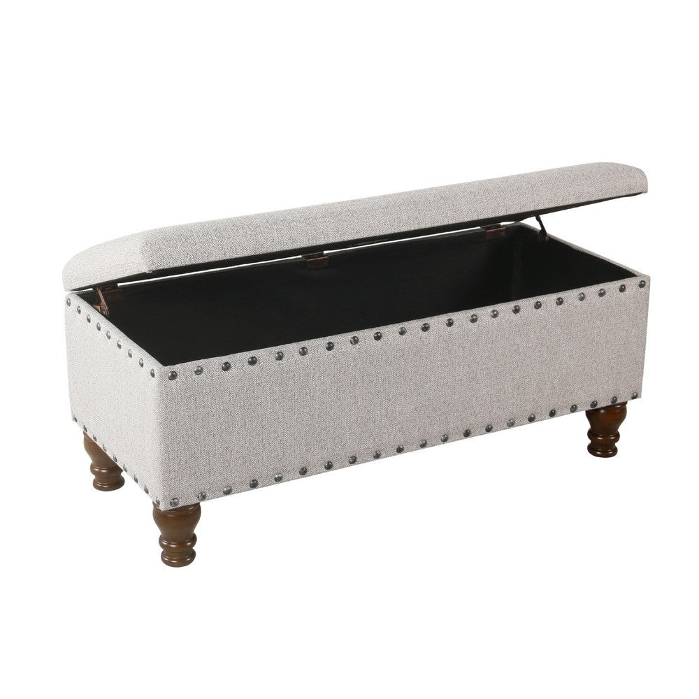 Ava Accent Bench with Storage Compartment | Nailhead Trim 42’’ Cream