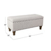 Ava Accent Bench with Storage Compartment | Nailhead Trim 42’’ Cream