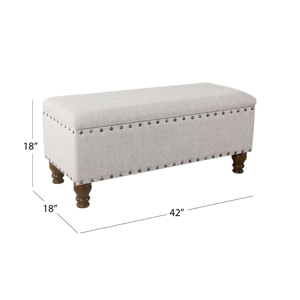 Ava Accent Bench with Storage Compartment | Nailhead Trim 42’’ Cream