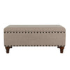 Ava Accent Bench | Storage Compartment | Nailhead Trim 42’’ Tan Brown