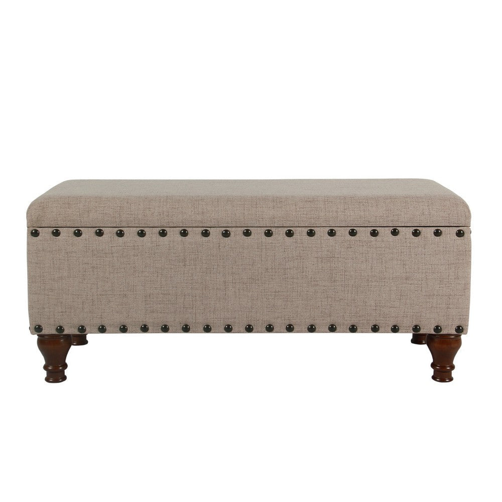 Ava Accent Bench | Storage Compartment | Nailhead Trim 42’’ Tan Brown