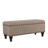 Ava Accent Bench | Storage Compartment | Nailhead Trim 42" Tan Brown