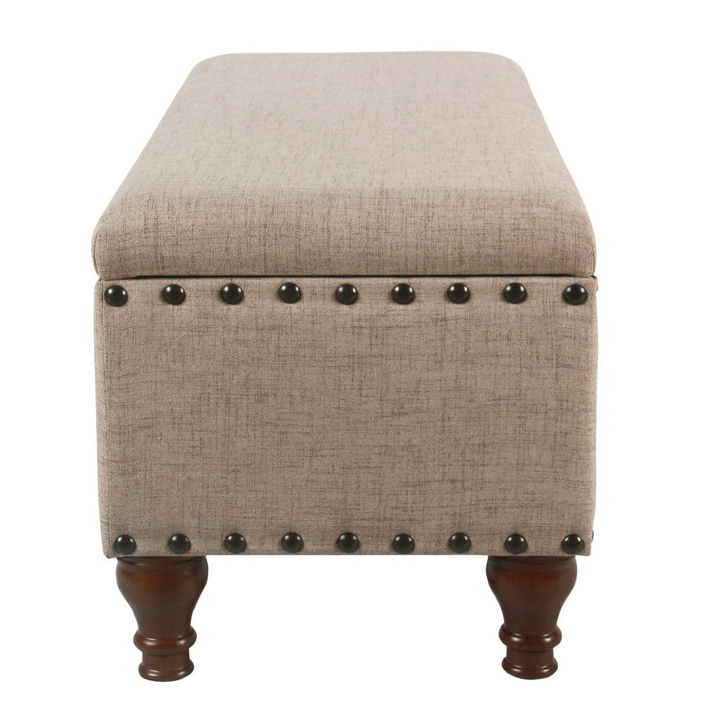 Ava Accent Bench | Storage Compartment | Nailhead Trim 42’’ Tan Brown