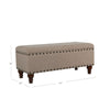 Ava Accent Bench | Storage Compartment | Nailhead Trim 42’’ Tan Brown