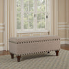 Ava Accent Bench | Storage Compartment | Nailhead Trim 42" Tan Brown
