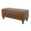 Ava Accent Storage Bench | Distressed Brown Faux Leather | 42"