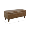 Ava Accent Storage Bench | Distressed Brown Faux Leather | 42’’