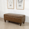 Ava Accent Storage Bench | Distressed Brown Faux Leather | 42’’
