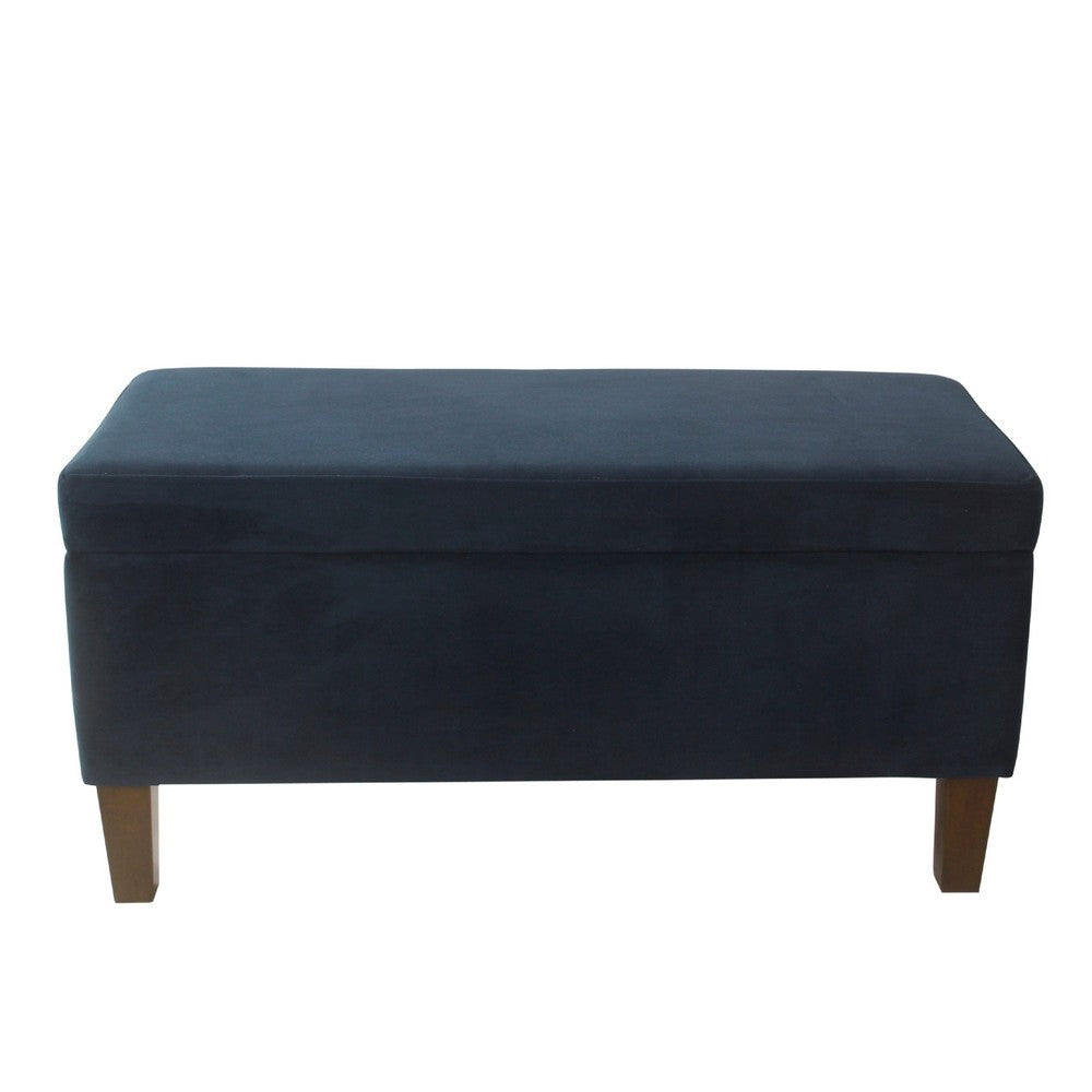 Ava Accent Storage Bench Ottoman with Navy Brown Velvet | 36"