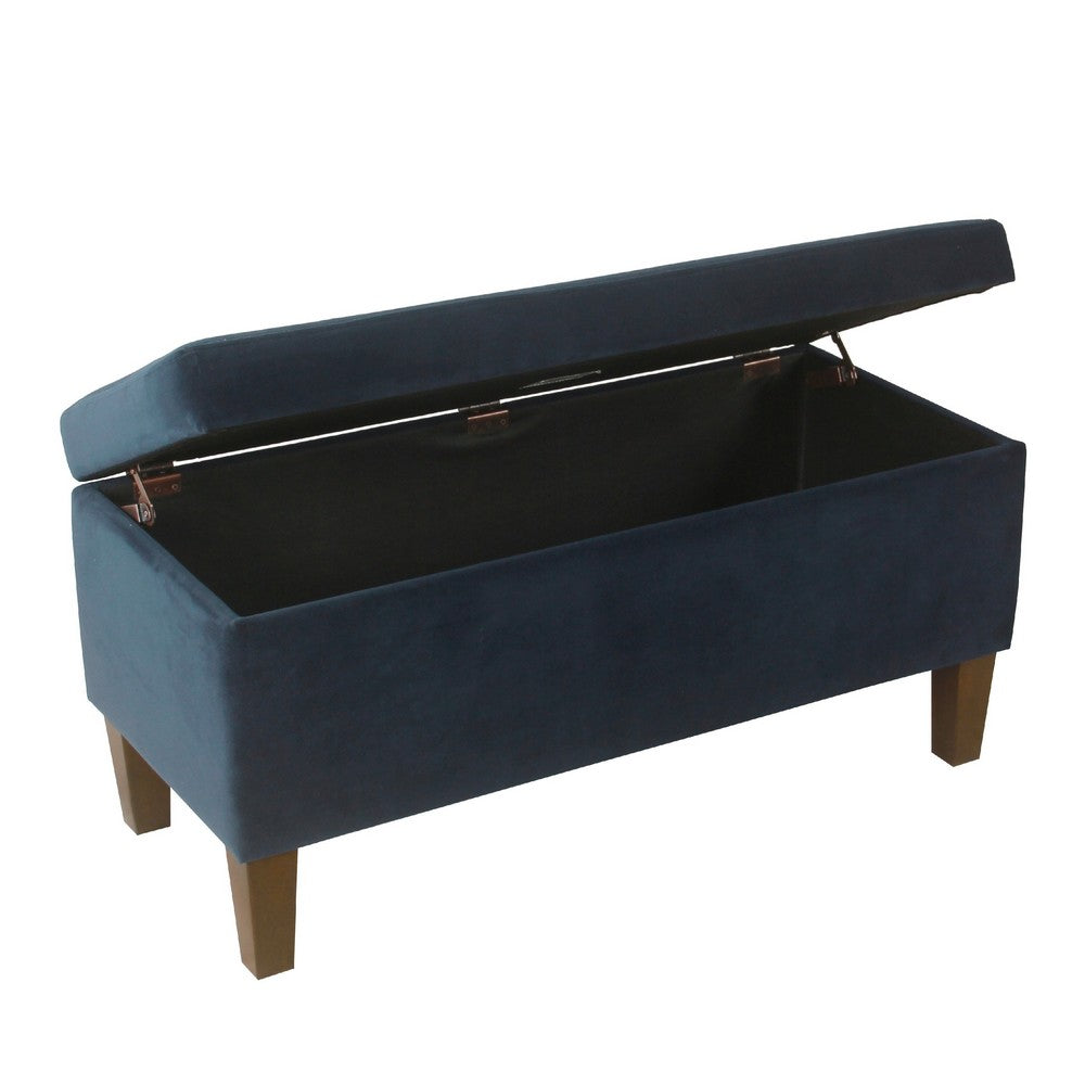Ava Accent Storage Bench Ottoman with Navy Brown Velvet | 36"