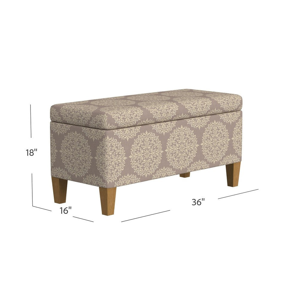 Ben Storage Bench Ottoman | Light Brown Medallion Design | 36’’ BM334189