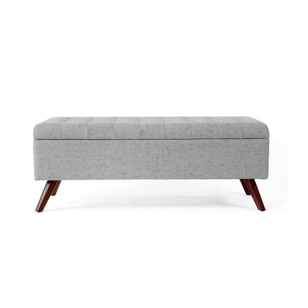 Eva Storage Bench Ottoman | Cloud Gray Woven Polyester | Brown | 48’’