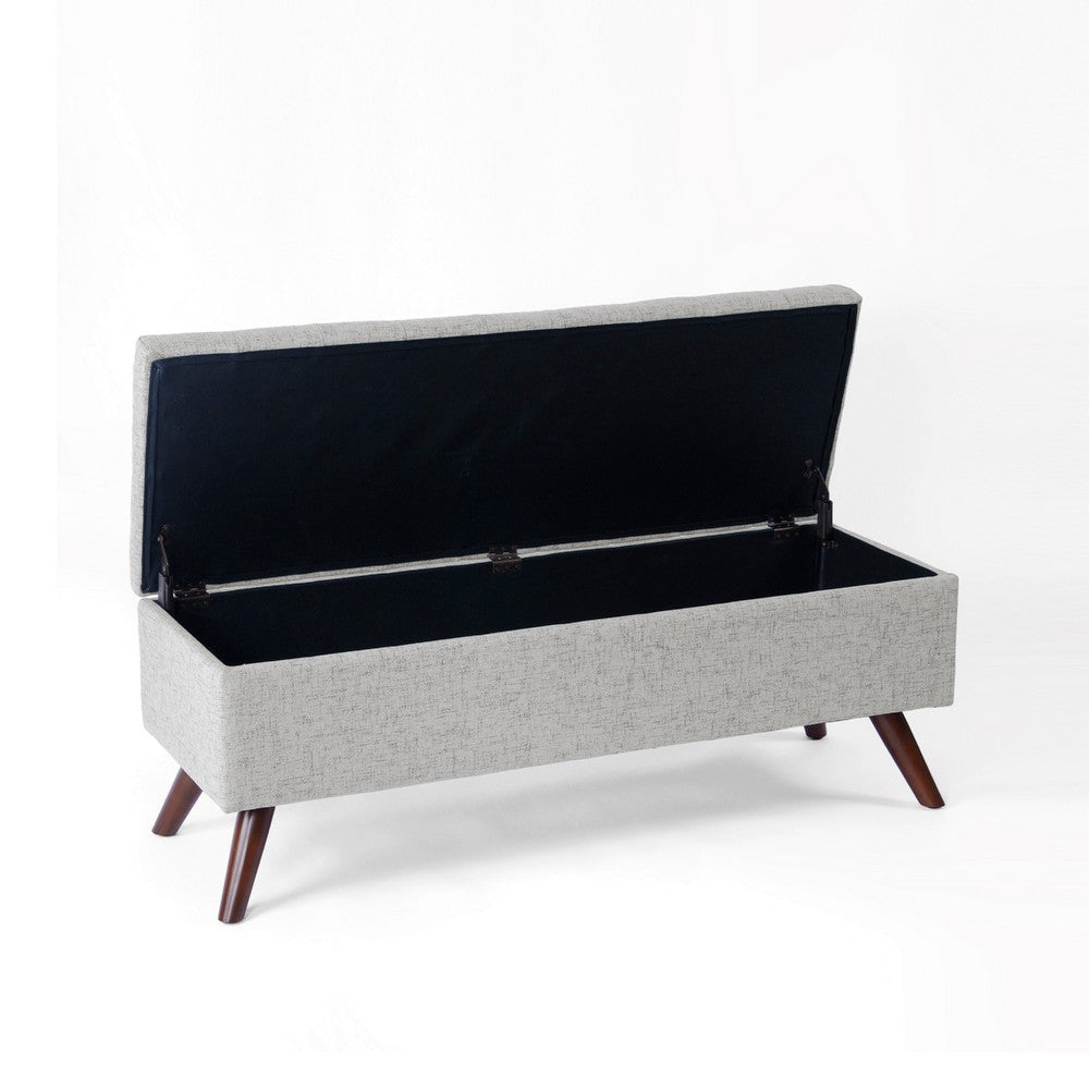 Eva Storage Bench Ottoman | Cloud Gray Woven Polyester | Brown | 48’’