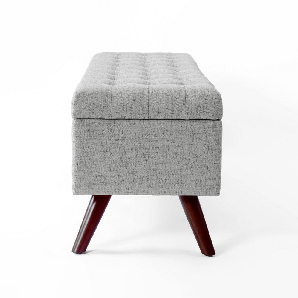 Eva Storage Bench Ottoman | Cloud Gray Woven Polyester | Brown | 48’’