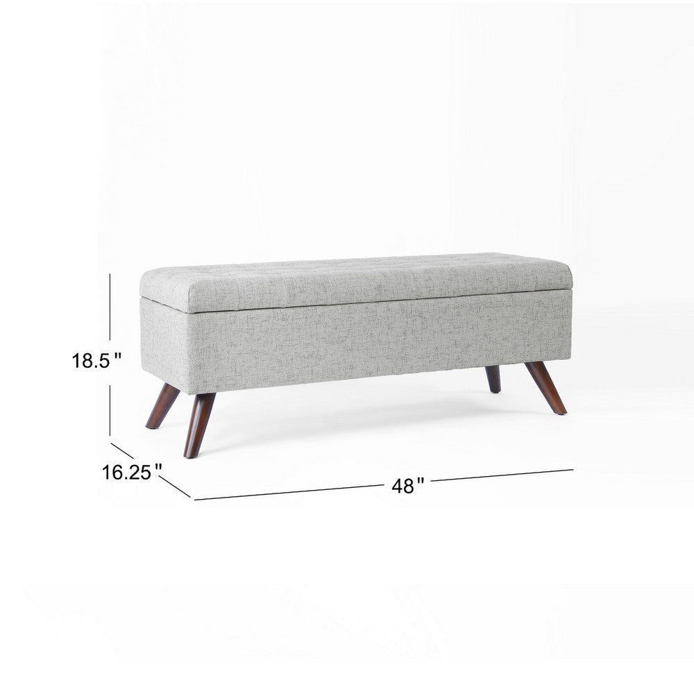 Eva Storage Bench Ottoman | Cloud Gray Woven Polyester | Brown | 48’’